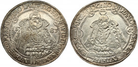 Germany Saxe-Weimar 1 Thaler 1583 Friedrich Wilhelm and Johann(1573-1603). Obverse: Facing 1/2-length bust of bearded duke divides date; titles divide...