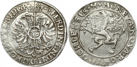 Germany Rostock 1 Thaler 1633 Obverse: Crowned imperial eagle; date divided by crown. Obverse Legend: FERDINAND. II. D. G. RO:… Reverse: Griffin with ...