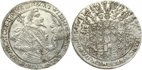 Germany BRANDENBURG 1 Thaler 1634 Königsberg. George Wilhelm (1619-1640). Obverse: Armored kneeling right; with sash and shouldered sword; holding the...