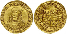 Germany Erfurt 1 Ducat 1645 under Swedish possession. Christina(1632-1654). Obverse: Bust partially facing left surrounded by legend. Lettering: CHRIS...