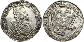 Hungary 1 Thaler 1582 KB. Rudolph (1576-1608). Obverse: Armoured non-crowned bust in ruffled collar (younger portrait) looking right. Ring of pearls u...