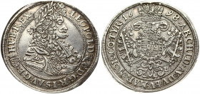 Hungary 1/2 Thaler 1698 KB. Leopold I (1657-1705). Obverse: Bust looking right; Hungarian shield on left in the circle. Bust higher than on earlier is...