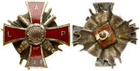 Latvia Latgale Artillery Regiment Badge (1919). LATVIA Cross pattee with red enamel L.A.P. 1919 on the arms. Brass silvered. Brass gilding. Enamel. We...