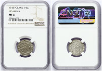 Lithuania 1/2 Grosz 1548 Vilnius. Sigismund II Augustus (1545-1572). Obverse: Knight rider with a sword riding toward the left. Lettering: MONETA MAGN...