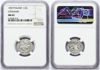 Lithuania 1/2 Grosz 1559 Vilnius. Sigismund II Augustus (1545-1572). Obverse: Eagle. Lettering: SIGIS AVG REX PO MAG DVX L. Reverse: Vytis the legend....