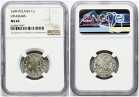 Lithuania 1 Grosz 1609 Vilnius. Sigismund III Vasa (1587-1632). Obverse: Crowned Eagle. Reverse: Vytis on horseback left; date in legend; without bord...