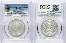 Lithuania 10 Litų 1938 20th anniversary of Republic Smetona (Destroyed circulation). Obverse: Columns of Gediminas above LIETUVA and dates 1918-1938. ...