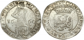 Netherlands KAMPEN 1 Silver Ducat 1660 Obverse: Armoured knight standing; looking right; holding a sword over his right shoulder and a shield with Kam...