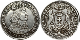 Poland Gdansk 1 Thaler 1649 GR John II Casimir Vasa (1649-1668). Obverse: Small king's head to the right and an inscription around it. Lettering: IOAN...