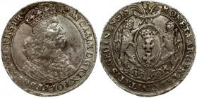 Poland Gdansk 1 Thaler 1649 GR John II Casimir Vasa (1649-1668). Obverse: Bust with a large king's head facing right and an inscription around it. Obv...