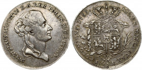 Poland 1 Thaler 1788 EB Stanislaus Augustus(1764-95). Obverse: Head right. Lettering: STANISLAUS AUGUSTUS D G REX POL M D LITUAN. Reverse: Crowned 4-f...