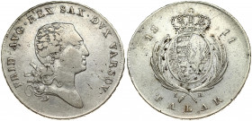 Poland 1 Talar 1811 IB Friedrich August I(1763-1827). Obverse: Bust facing right; surrounded by lettering. Lettering: FRID·AVG·REX SAX·DVX VARSOV·. Re...