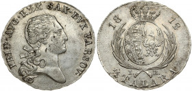 Poland 1/3 Talara 1812 IB Friedrich August I(1763-1827). Obverse: Bust facing right; surrounded by lettering. Lettering: FRID·AVG·REX SAX·DVX VARSOV·....