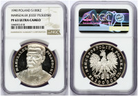 Poland 100 000 Zlotych 1990 Jozef Pilsudski. Obverse: Eagle above value. Lettering: · RZECZPOSPOLITA POLSKA · 19 90 ZŁ 100000 ZŁ. Reverse: Uniformed b...
