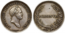Russia Prize Medal (1801-1825) for Students of the School. Alexander I (1801-1825). works by I. Mainert. Reverse: Bust in a laurel wreath on the front...