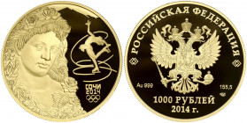 Russia 1000 Roubles 2014 Flora; The XXII Olympic Winter Games and the XI Paralympic Winter Games of 2014 in the City of Sochi. Obverse: In the centre ...