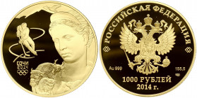 Russia 1000 Roubles 2014 Fauna of Sochi; The XXII Olympic Winter Games and the XI Paralympic Winter Games of 2014 in the City of Sochi. Obverse: On th...
