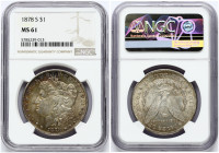 USA 1 Dollar 1878 S 'Morgan Dollar' San Francisco. Oberse: Liberty head; facing left. Lettering: E·PLURIBUS·UNUM LIBERTY. Reverse: Eagle holding arrow...