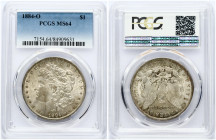 USA 1 Dollar 1884 O 'Morgan Dollar' New Orleans. Obverse: Liberty head; facing left. Lettering: E·PLURIBUS·UNUM LIBERTY. Reverse: Eagle holding arrows...