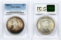 USA 1 Dollar 1885 O 'Morgan Dollar' New Orleans. Obverse: Liberty head; facing left. Lettering: E·PLURIBUS·UNUM LIBERTY. Reverse: Eagle holding arrows...