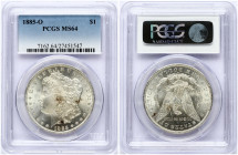 USA 1 Dollar 1885 O 'Morgan Dollar' New Orleans. Obverse: Liberty head; facing left. Lettering: E·PLURIBUS·UNUM LIBERTY. Reverse: Eagle holding arrows...