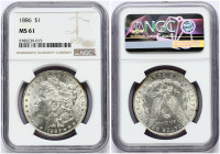 USA 1 Dollar 1886 'Morgan Dollar' Philadelphia. Obverse: Liberty head; facing left. Lettering: E·PLURIBUS·UNUM LIBERTY. Reverse: Eagle holding arrows ...