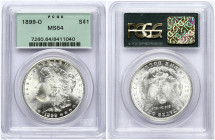 USA 1 Dollar 1899 O 'Morgan Dollar' New Orleans. Obverse: Liberty head; facing left. Lettering: E·PLURIBUS·UNUM LIBERTY. Reverse: Eagle holding arrows...