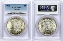 USA 1 Dollar 1921 'Morgan Dollar' Philadelphia. Obverse: Liberty head; facing left. Lettering: E·PLURIBUS·UNUM LIBERTY. Reverse: Eagle holding arrows ...