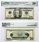 USA 20 Dollars 1996 Federal Reserve Note; large portrait; Boston; Board Break Error. Obverse: Portrait of Andrew Jackson in an oval. Green seal over t...