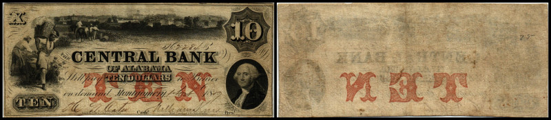 Continental-, Colonial Currency, State Issue, United States
Alabama. 10 Dollars,...