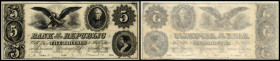 Continental-, Colonial Currency, State Issue, United States
District of Columbia, Washington D.C. 5 $ Sept.1.1852, 2 Sign. (nicht im Katalog), zu Haxb...