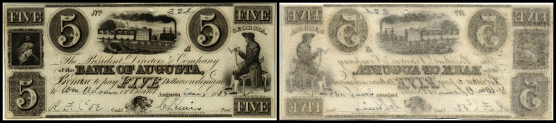 Continental-, Colonial Currency, State Issue, United States
Georgia. 5 $ 1862, 2...