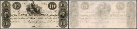 Continental-, Colonial Currency, State Issue, United States
Georgia. 10 $ Oct. 1833, nur 1 Signatur rechts, kleiner Randfehler. Augusta, Bk of - Haxby...