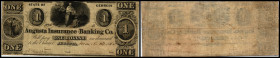 Continental-, Colonial Currency, State Issue, United States
Georgia. 1 $ 1862, 2 Signaturen. Augusta Insurance Bk. Comp. - Haxby GA 35 /IA, II Civil W...