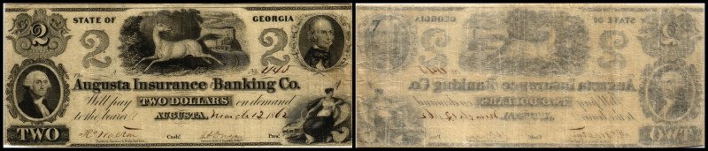 Continental-, Colonial Currency, State Issue, United States
Georgia. 2 $ 1862, 2...
