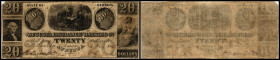 Continental-, Colonial Currency, State Issue, United States
Georgia. 20 $ 1843, 2 Signaturen, Eckfehler. Augusta Insurance Bk. Comp. - Haxby GA 35 /IA...