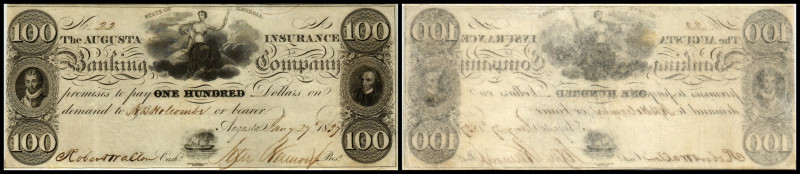 Continental-, Colonial Currency, State Issue, United States
Georgia. 100 $ 1837,...
