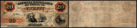 Continental-, Colonial Currency, State Issue, United States
Georgia. 20 $ 1860, 2 Signaturen, kl. Loch geklebt. Augusta Insurance Bk. Comp. - Haxby GA...