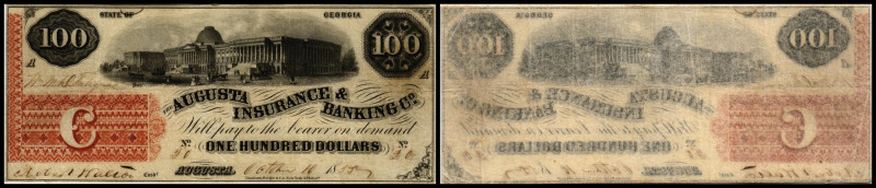 Continental-, Colonial Currency, State Issue, United States
Georgia. 100 $ 1850s...