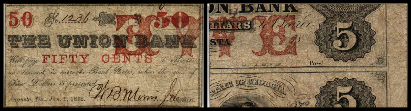 Continental-, Colonial Currency, State Issue, United States
Georgia. 5 $ 1854, 2...