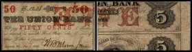 Continental-, Colonial Currency, State Issue, United States
Georgia. 5 $ 1854, 2 Signaturen, 50 Cents 1862, 1 Sign.. Union Bk - Haxby GA 70 /I und II ...