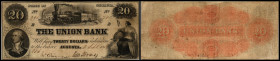 Continental-, Colonial Currency, State Issue, United States
Georgia. 20 $ 1854, 2 Signaturen. Union Bk - Haxby GA 70 /I und II Civil War
III