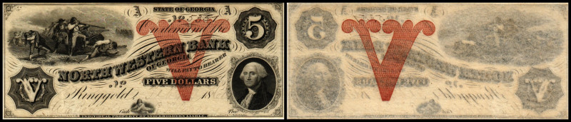Continental-, Colonial Currency, State Issue, United States
Georgia. 5 $ 1860, 2...