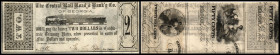 Continental-, Colonial Currency, State Issue, United States
Georgia. 2 $ Dec,19.1861, 1 Signatur, Rs Conf. Treasury Notes. Savannah, Central Rail Road...