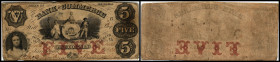 Continental-, Colonial Currency, State Issue, United States
Georgia. 5 $ Juli 20.1856?, 2 Signaturen. Commerce Bk, Savannah - Haxby 275 I/II
III-