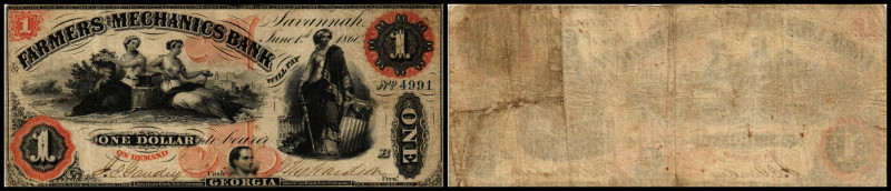 Continental-, Colonial Currency, State Issue, United States
Georgia. 1 $ 1860, 2...
