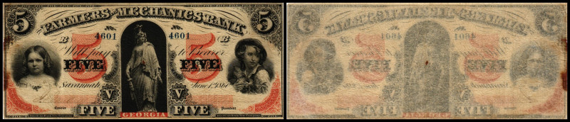 Continental-, Colonial Currency, State Issue, United States
Georgia. 5 $ 1860, 2...
