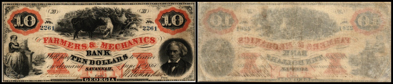 Continental-, Colonial Currency, State Issue, United States
Georgia. 10 $ 1860, ...