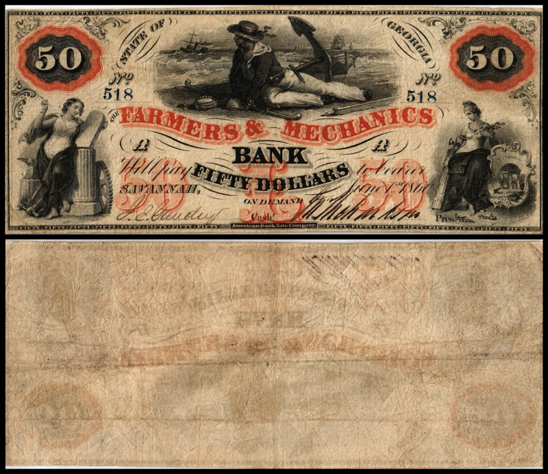 Continental-, Colonial Currency, State Issue, United States
Georgia. 50 $ 1860, ...