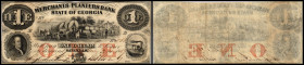 Continental-, Colonial Currency, State Issue, United States
Georgia. 1 $ 1857, 2 Signaturen, Ser.B, rot ONE. Merchants Planters Bk, - Haxbay 315
III